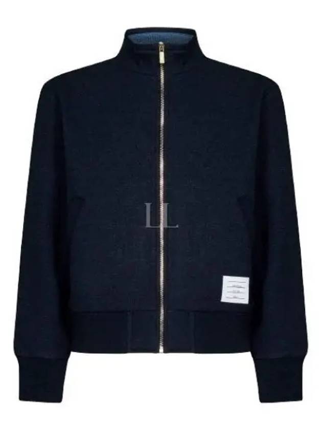 Funnel Neck Zip-Up Jacket Navy - THOM BROWNE - BALAAN 2