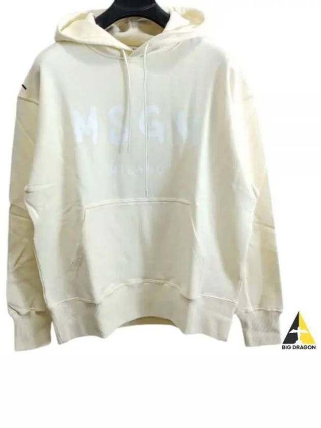 Milano Brushed Logo Print Cotton Hoodie White Ivory - MSGM - BALAAN 2