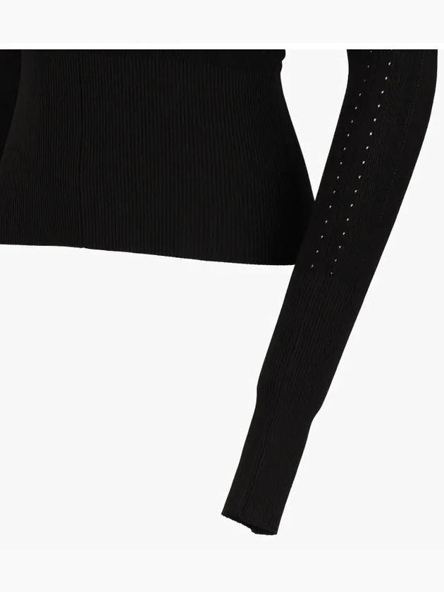 Le haut Pralu Logo Detail Cut-Out Viscose Knit Top Black - JACQUEMUS - BALAAN 4