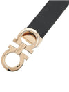 Gancini Reversible Adjustable Leather Belt Black Ultra Marine - SALVATORE FERRAGAMO - BALAAN.