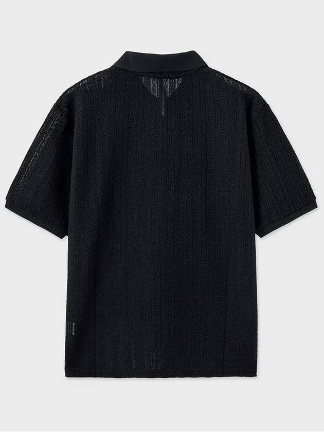 Lace Pique Short Sleeve Shirt Black - NOIRER - BALAAN 4