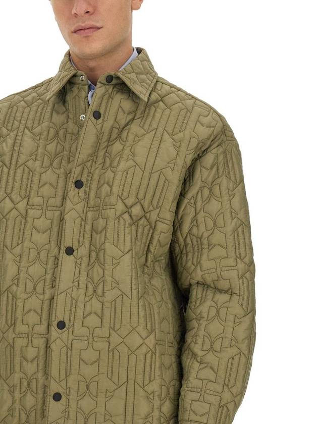 Monogram Quilted Overshirt Green PMEA251E23FAB0015610 - PALM ANGELS - BALAAN 5