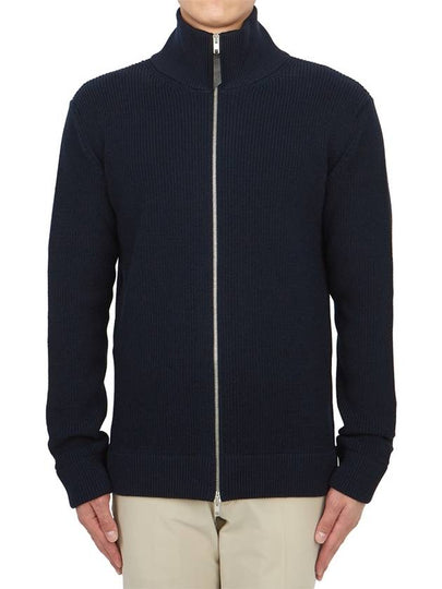 Stitch Knit High Neck Full Zip Up Cardigan Navy - MAISON MARGIELA - BALAAN 2