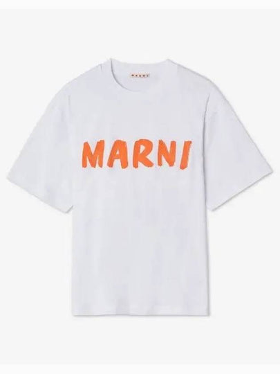 Logo Lettering Boxy Fit Short Sleeve T-Shirt White - MARNI - BALAAN 2