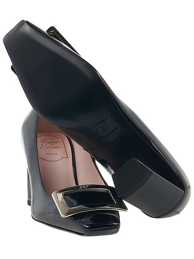 Metal Buckle Patent Leather Pumps Heel Black - ROGER VIVIER - BALAAN 6