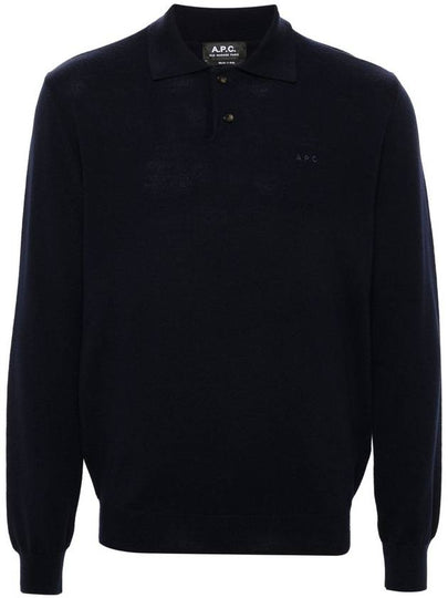 Jacob Logo Wool Long Sleeve Polo Shirt Dark Navy - A.P.C. - BALAAN 2