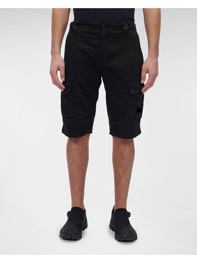 Lens Wappen Stretch Satin Cargo Shorts Black - CP COMPANY - BALAAN 3