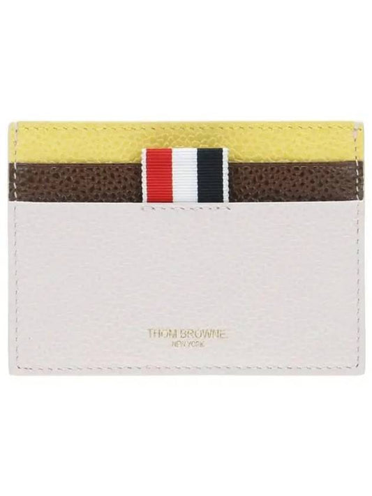 RWB Striped Leather Card Wallet White - THOM BROWNE - BALAAN 2