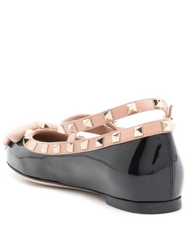 Rockstud Patent Leather Ballerina Black - VALENTINO - BALAAN 3