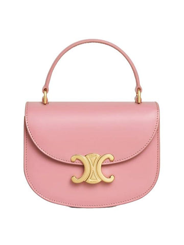 Besace Clea Triomphe Small Shiny Calfskin Tote Bag Rose - CELINE - BALAAN 1