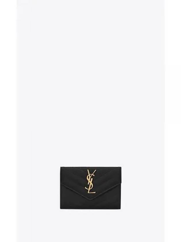 Monogram Envelope Small Half Wallet Black Gold - SAINT LAURENT - BALAAN 2