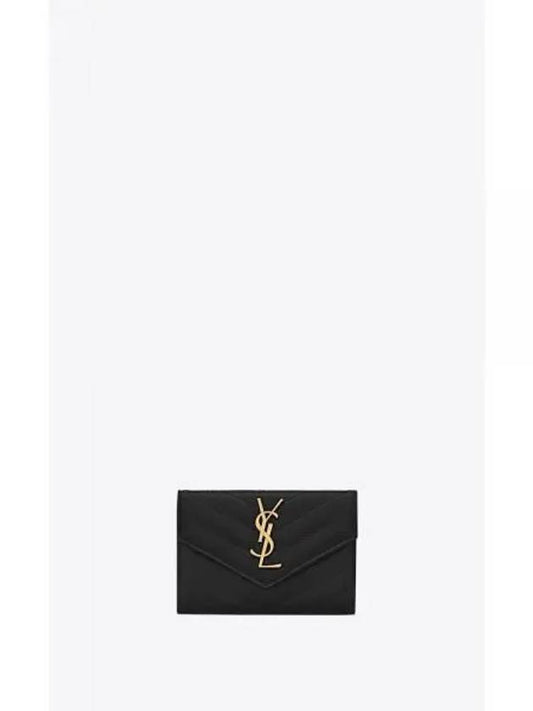 Monogram Envelope Small Half Wallet Black Gold - SAINT LAURENT - BALAAN