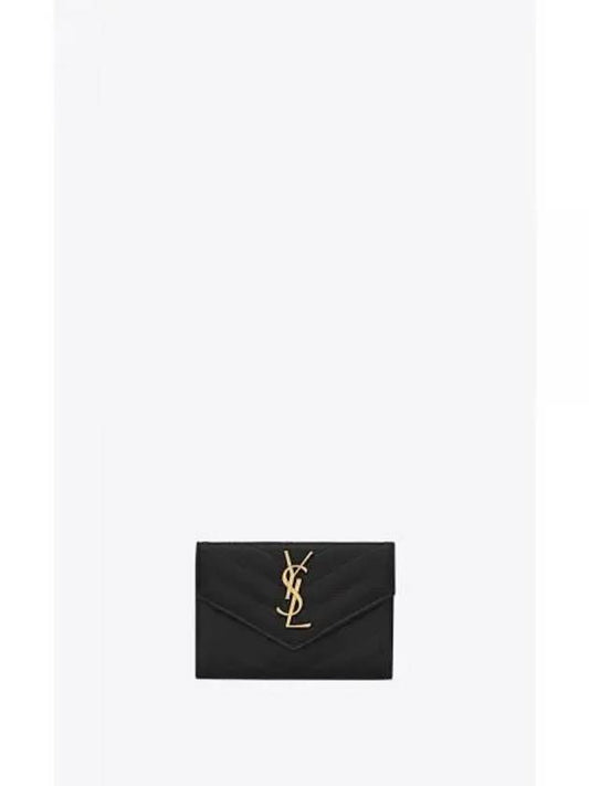 Monogram Envelope Small Half Wallet Black Gold - SAINT LAURENT - BALAAN 2