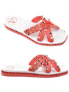 Women's Cross Strap Slippers Red - VALENTINO - BALAAN 2