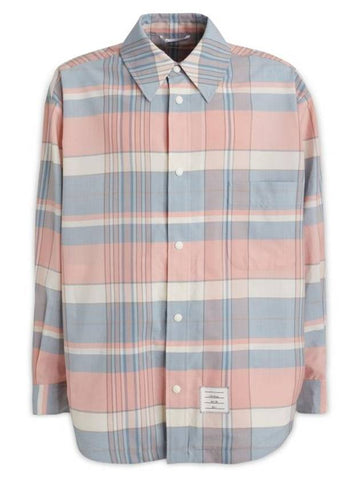 Check Wool Long Sleeve Shirt Blue Pink - THOM BROWNE - BALAAN 1