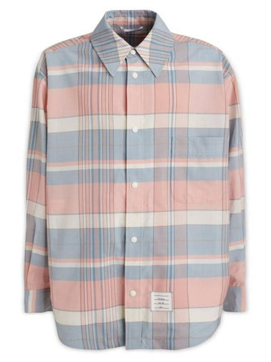 Check Wool Long Sleeve Shirt Blue Pink - THOM BROWNE - BALAAN 1