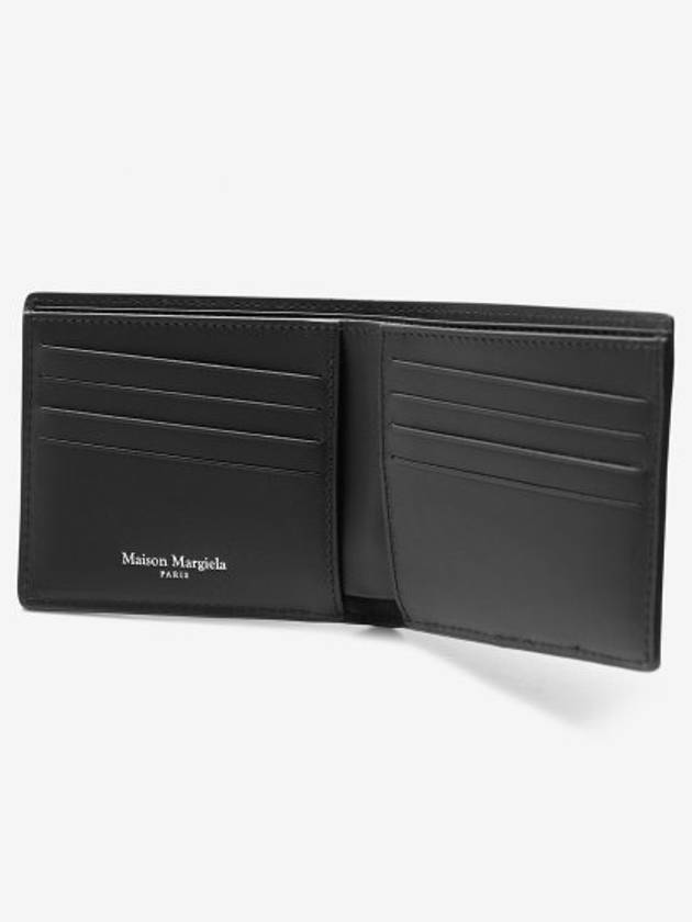 Stitched Grain Leather Half Wallet Black - MAISON MARGIELA - BALAAN 4