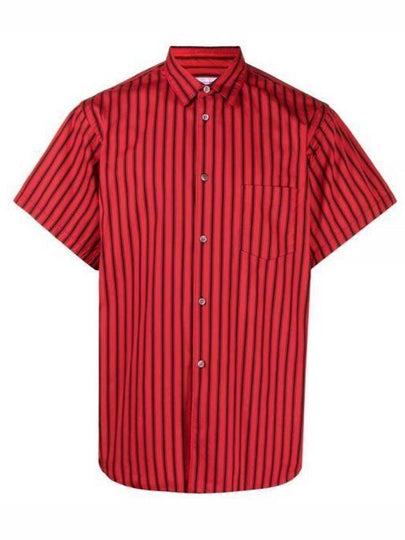 Striped Short Sleeve Shirt Black Red - COMME DES GARCONS - BALAAN 2