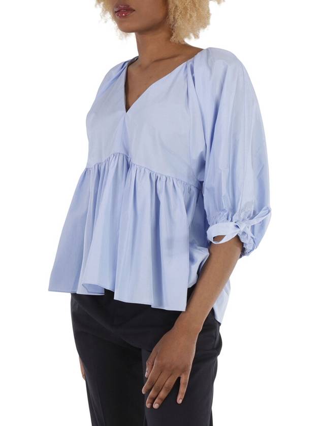 3.1 Phillip Lim Ladies Blue V Neck Cotton Poplin Top, Brand Size 6 - 3.1 PHILLIP LIM - BALAAN 3