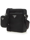 Triangle Logo Re-Nylon Saffiano Leather Cross Bag Black - PRADA - BALAAN 3