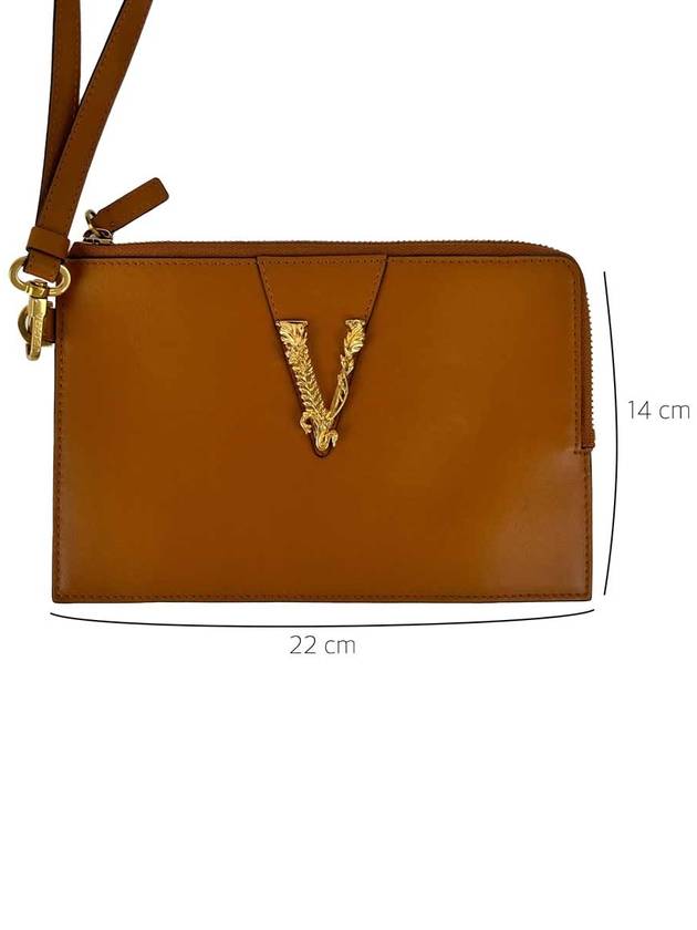 Brown Mini Leather Pouch DP8G975V - VERSACE - BALAAN 9