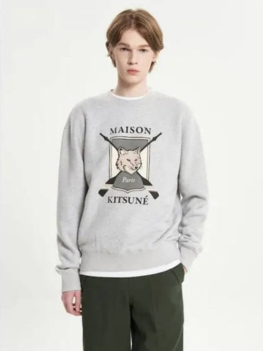 Men s College Fox Print Comfort Sweatshirt Light Gray Melange Domestic Product - MAISON KITSUNE - BALAAN 1