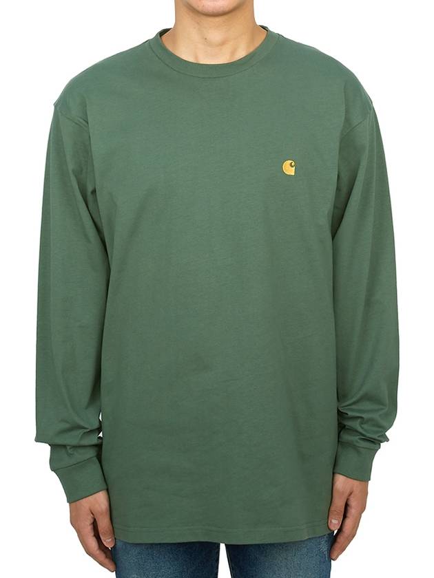 Men's Chase Mini Embroid Logo Long Sleeve T-Shirt Green - CARHARTT WIP - BALAAN 1