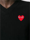 Red Heart Wappen V-Neck Wool Knit P1 N002 1 Black - COMME DES GARCONS - BALAAN 3