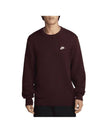 Club Crewneck Sweater M Burgundy Crush White FQ2913 652 - NIKE - BALAAN 1