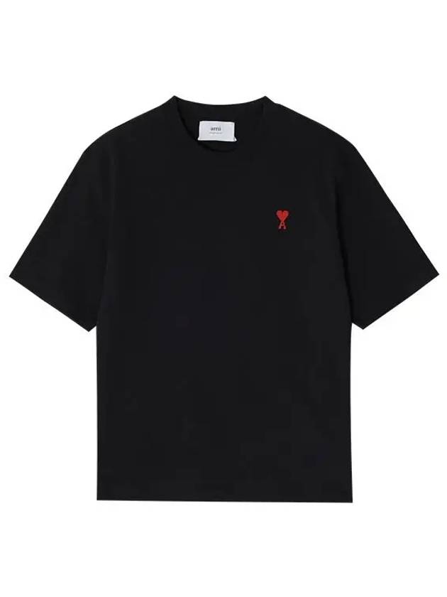 Small Heart Logo Boxy Fit Short Sleeve T-Shirt Black - AMI - BALAAN 3