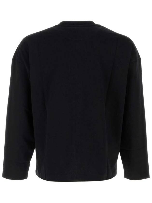 Logo Print Cotton Long Sleeve T-Shirt Black - JIL SANDER - BALAAN 3