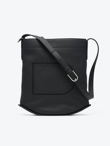 Pin GM Surpique Taurillon Soft Grained Leather Shoulder Bag Black - DELVAUX - BALAAN 1