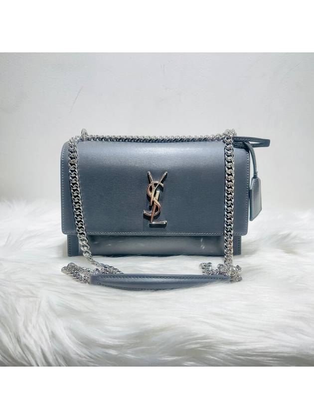 442906 Sunset medium silver chain shoulder bag cross - SAINT LAURENT - BALAAN 2