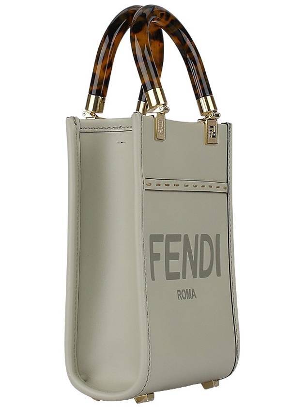 Sunshine Shopper Small Leather Tote Bag Light Green - FENDI - BALAAN 4