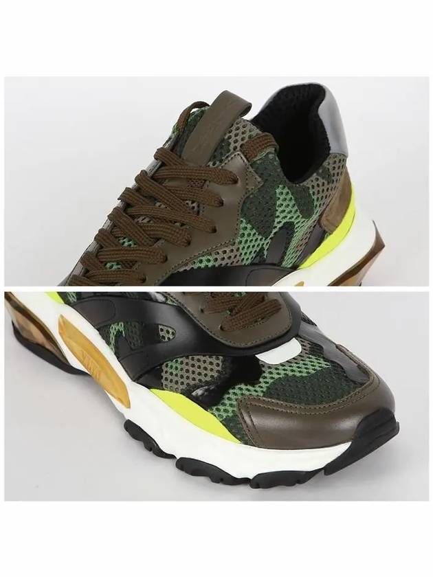 Men's Camouflage Print Patchwork Low Top Sneakers Green - VALENTINO - BALAAN 6