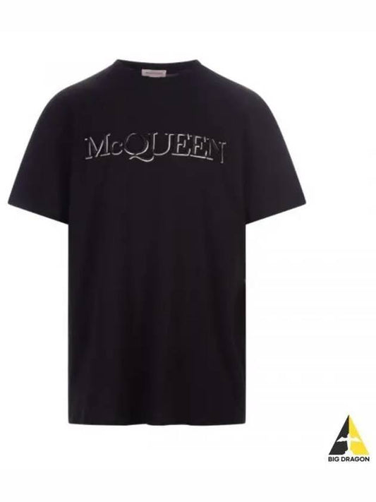 Girocolo Logo Short Sleeve T-Shirt Black - ALEXANDER MCQUEEN - BALAAN 2