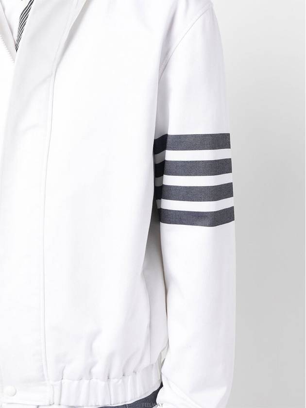 Diagonal armband hooded zip up jacket - THOM BROWNE - BALAAN 5