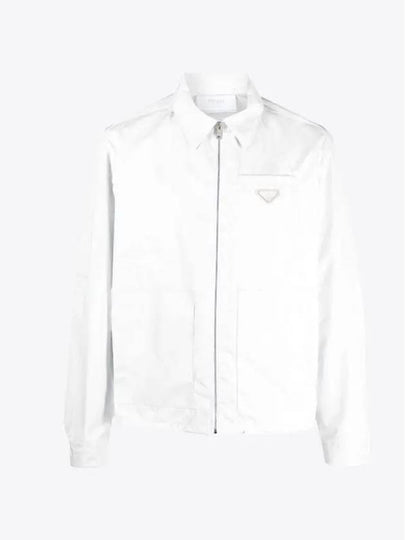 Triangle Logo Re-Nylon Zip Up Jacket White - PRADA - BALAAN 2