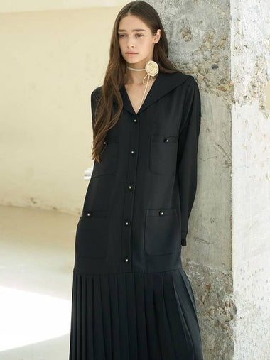 Sailor Pocket Pleated Dress Black - MITTE - BALAAN 1