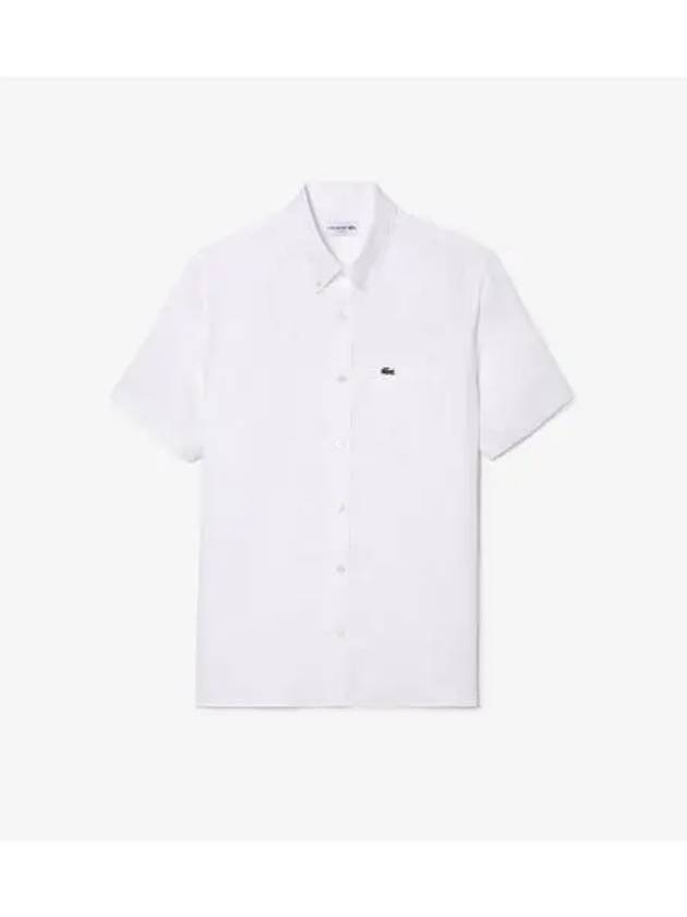 Men s Linen Short Sleeve Shirt White - LACOSTE - BALAAN 1