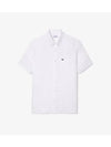 Men s Linen Short Sleeve Shirt White - LACOSTE - BALAAN 1