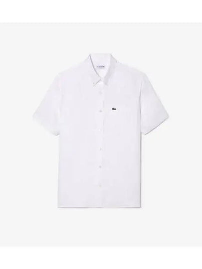 Men s Linen Short Sleeve Shirt White - LACOSTE - BALAAN 1