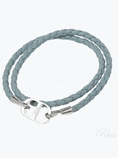 CD Icon Braided Leather Bracelet Blue - DIOR - BALAAN 2