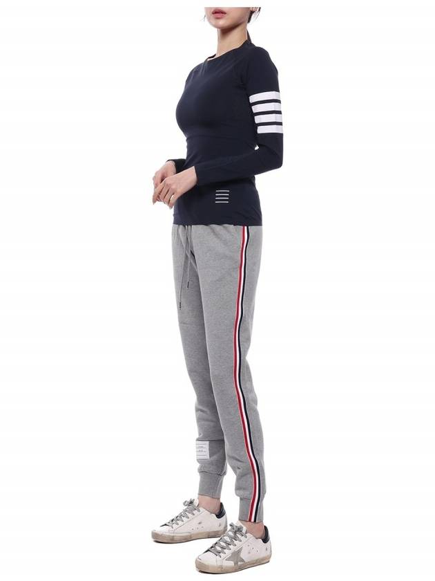 Women's 4 Bar Stripe Crewneck Compression Long Sleeve T-Shirt Navy - THOM BROWNE - BALAAN 5