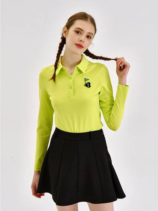 Stairflag V-neck long sleeve collar t-shirt lime - GOXO - BALAAN 1