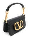 Gold Hardware V Logo Shoulder Bag Black - VALENTINO - BALAAN 3