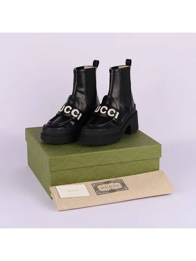 Lettering Logo Leather Chelsea Boots Black - GUCCI - BALAAN 7