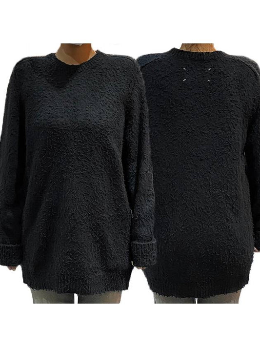 Back Stitch Textured Detail Knit Top Black - MAISON MARGIELA - BALAAN 2