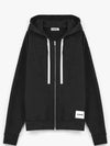 Logo Patch Drawstring Cotton Zip-up Hoodie Black - JIL SANDER - BALAAN 2