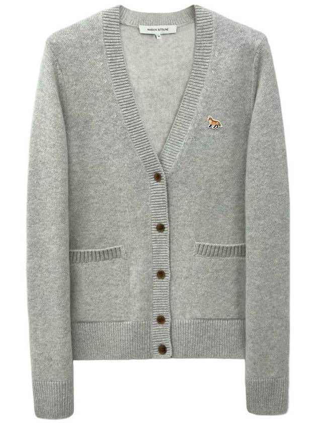 Baby Fox Patch Boxy Cardigan Light Grey Melange - MAISON KITSUNE - BALAAN 2